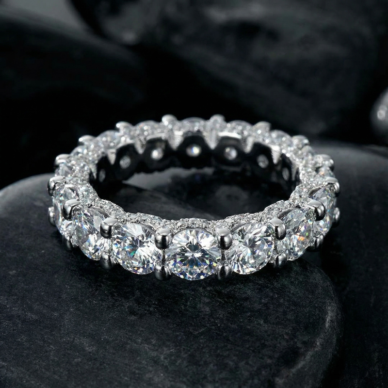 3.8 Ct Round Cut Micro Pave Band