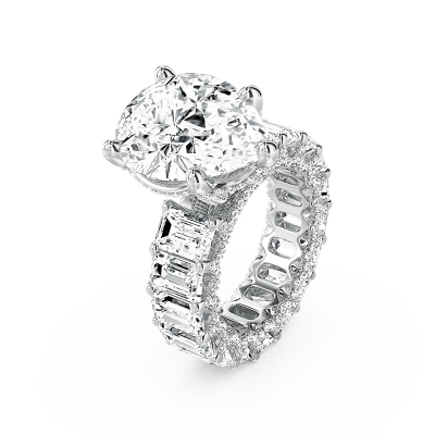 4.7 Ct Pear Cut Micro Pave Ring