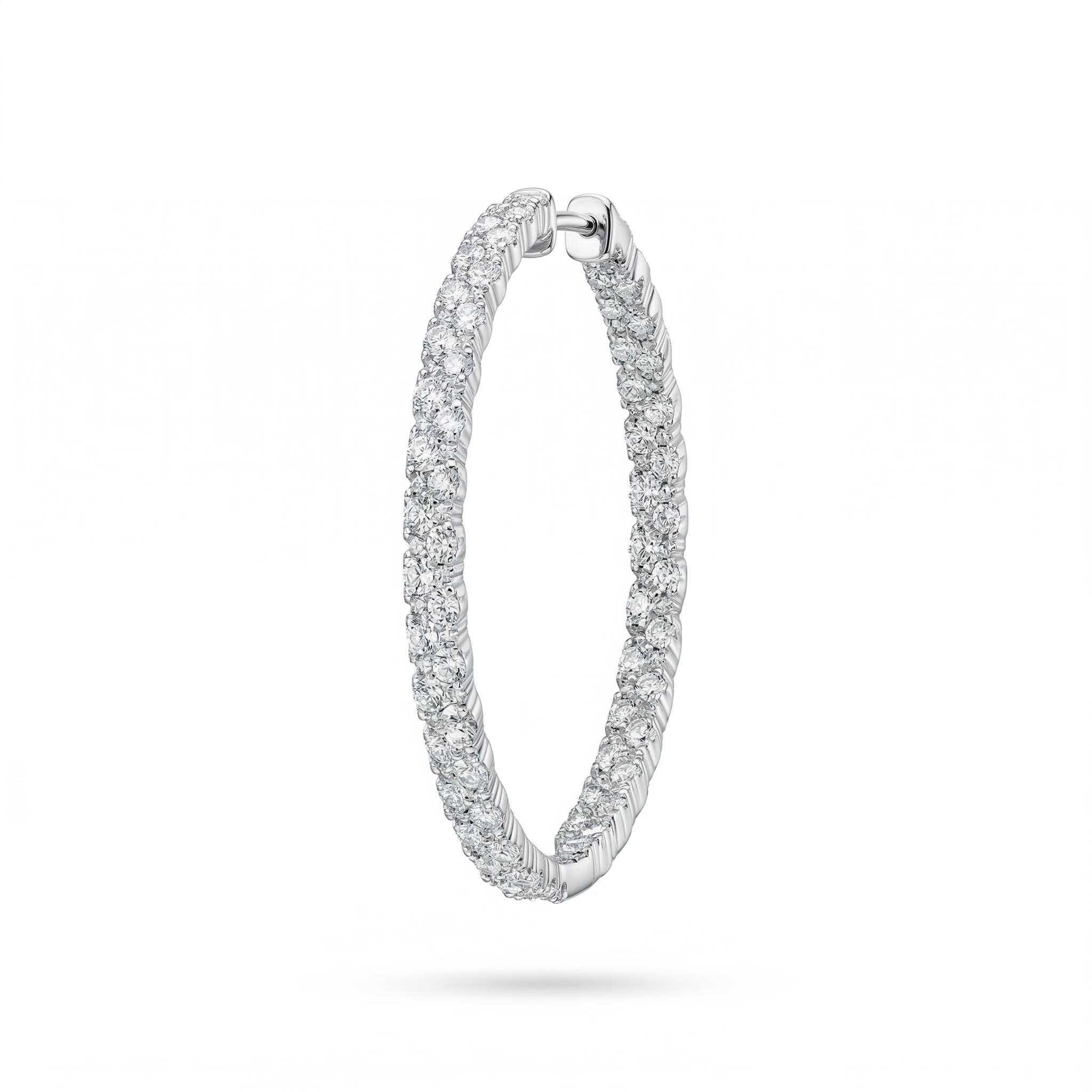 Large Double Row Pave Hoop Earrings