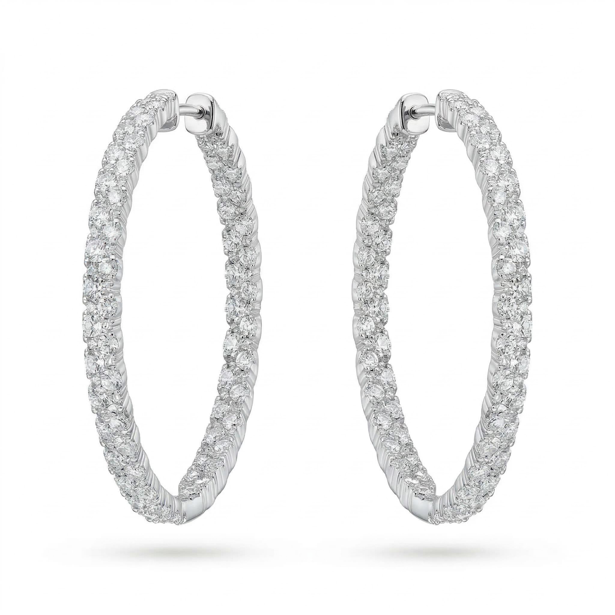 Large Double Row Pave Hoop Earrings