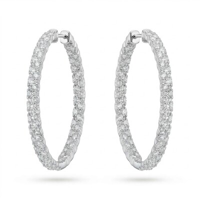 Large Double Row Pave Hoop Earrings