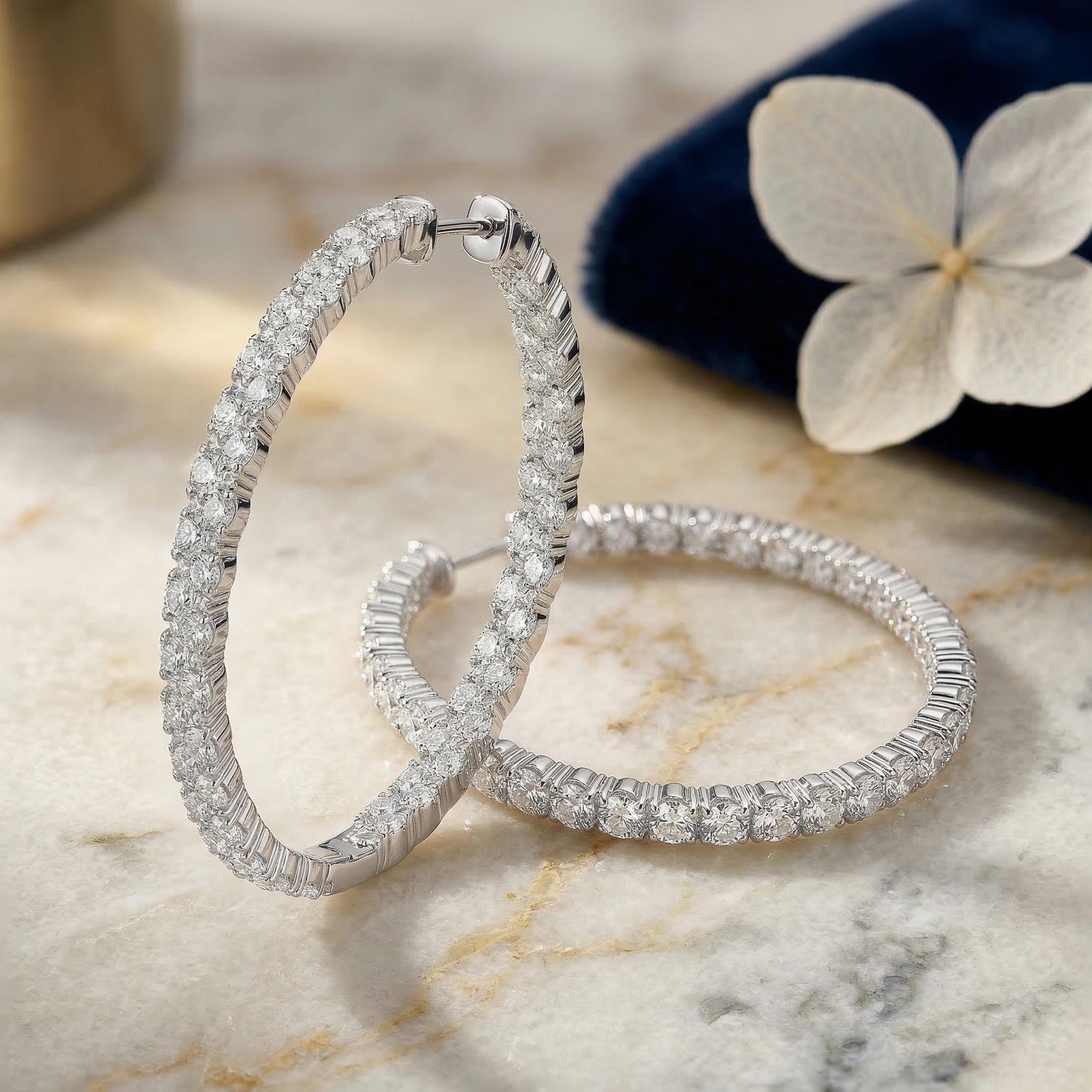 Large Double Row Pave Hoop Earrings