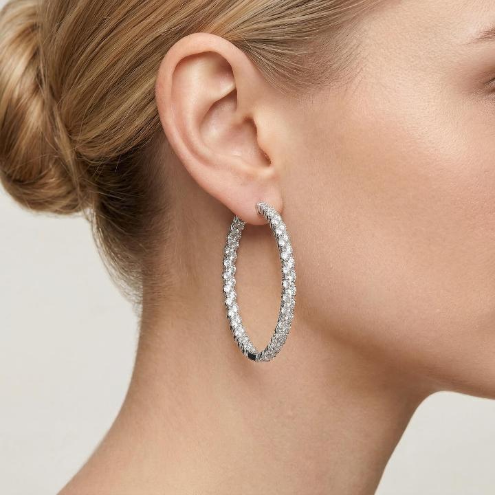 Large Double Row Pave Hoop Earrings