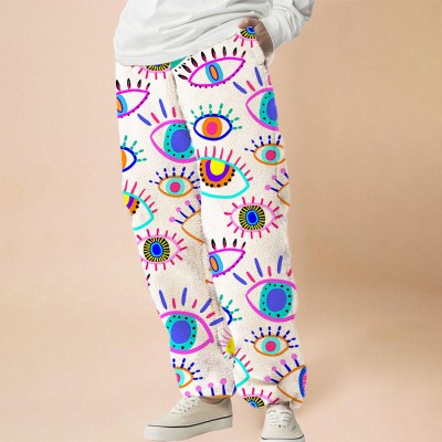 Flannel Art Eyes All Over Printed Casual Pants