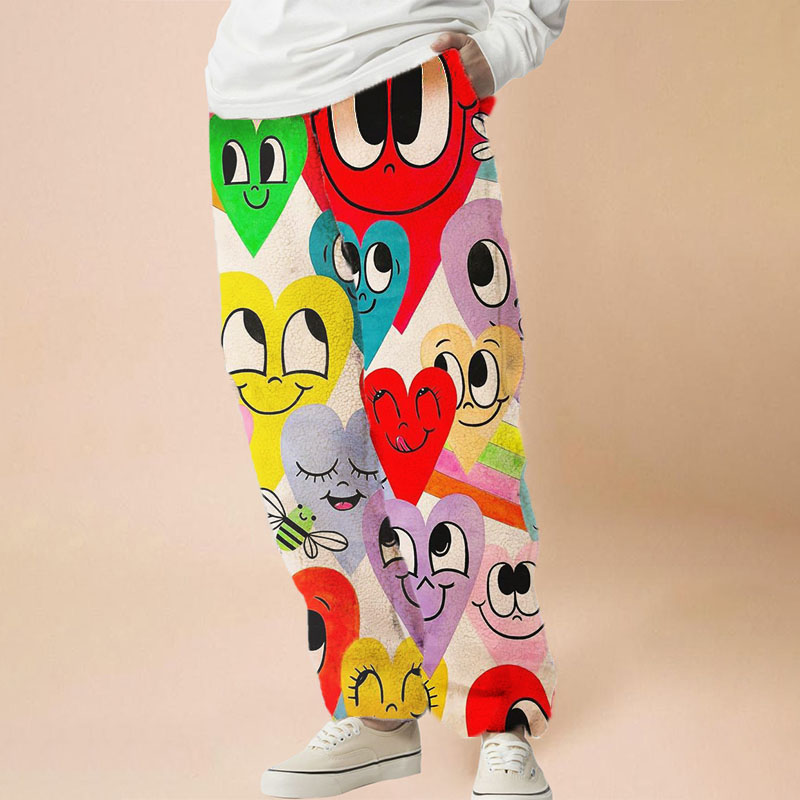 Flannel Love Eyes Graffiti Casual Pants