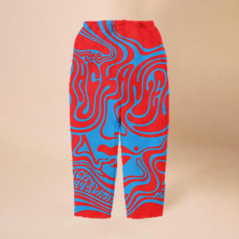 Flannel Abstract Contrast Color Graffiti Casual Pants