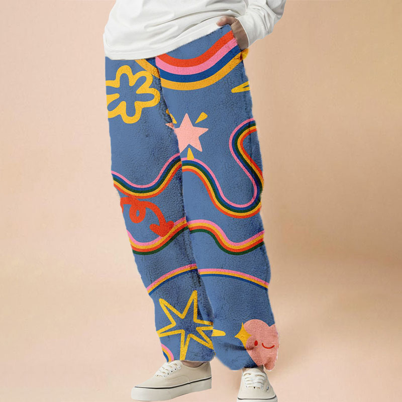 Flannel  Line Graffiti Casual Pants