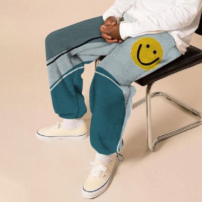 Flannel Smiley Print Casual Pants