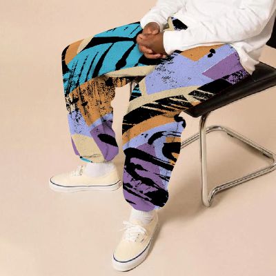 Flannel Graffiti Color Art Print Casual Pants