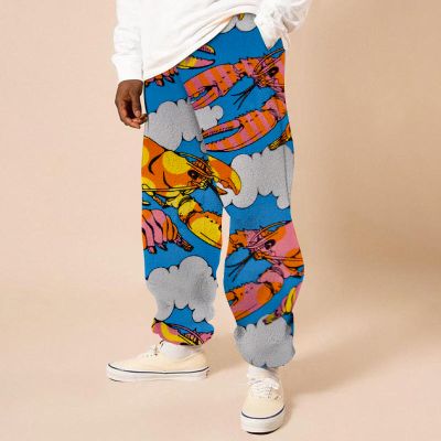 Flannel Lobster Pattern Casual Trousers