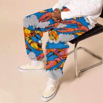 Flannel Lobster Pattern Casual Trousers
