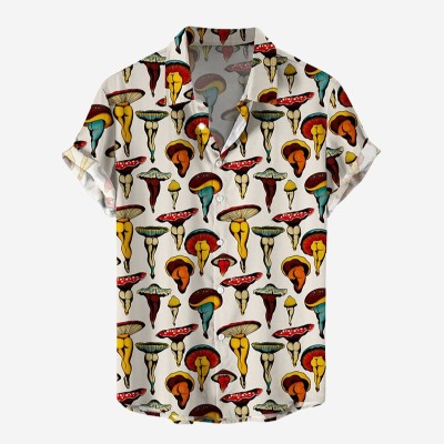 Men's Hawaiian Shirts Sexy Mushroom Print Aloha Shirt