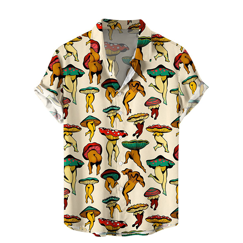 Men‘s Hawaiian Shirts Mushroom Painting Shirts