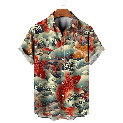 Men’s Hawaiian Shirts Rainbow Dragon Print Shirt