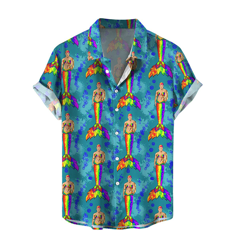Men’s Hawaiian Shirts Rainbow Dragon Print Shirt