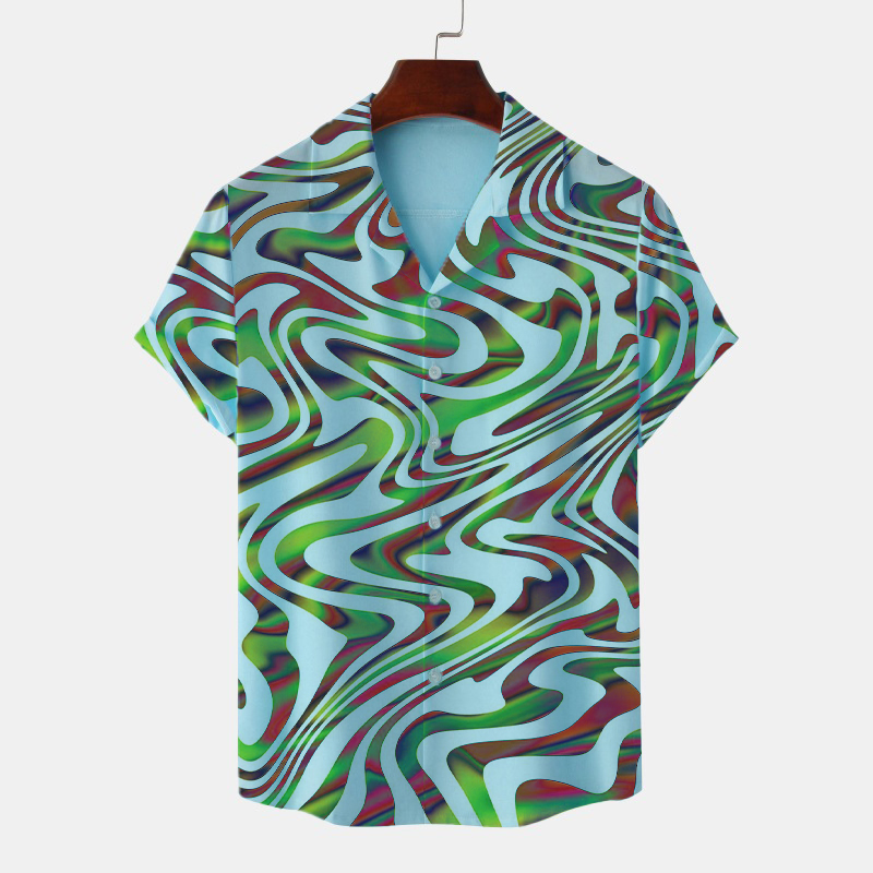 Statement Rendering Colorful Print Resort Shirt