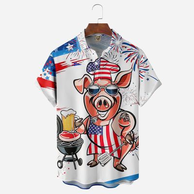 American Flag Mr Pig Shirt