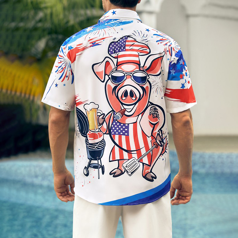 American Flag Mr Pig Shirt