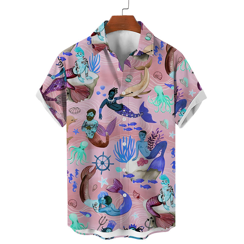 Men’s Ocean Dolphin Octopus Mermaid Shirt
