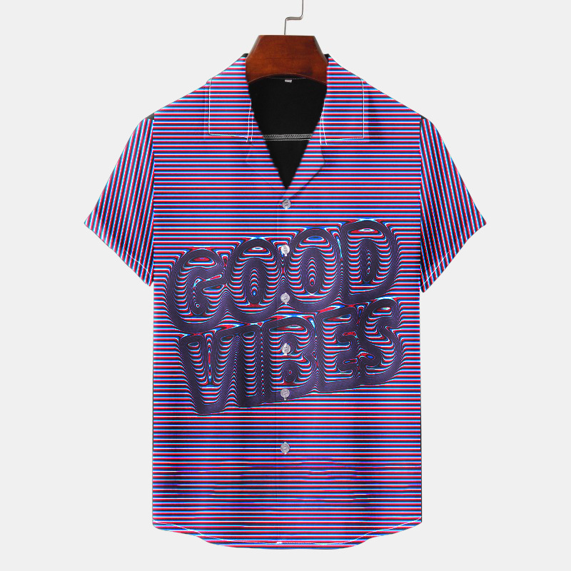 Good Vibes Print Beach Shirt