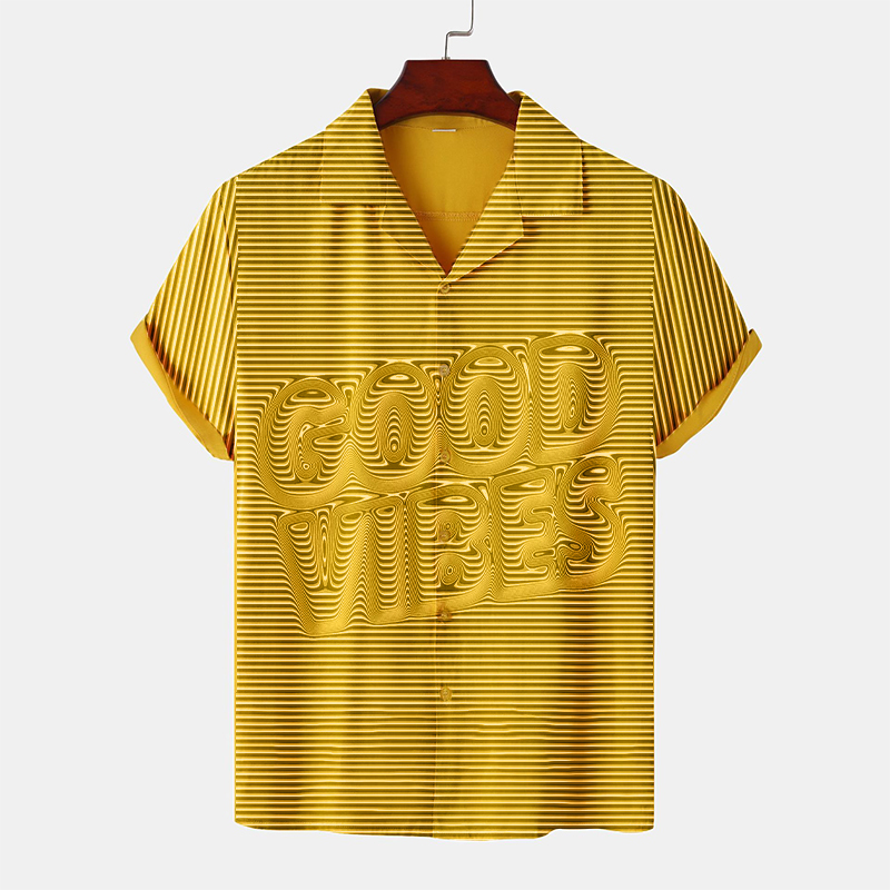 Good Vibes Print Beach Shirt