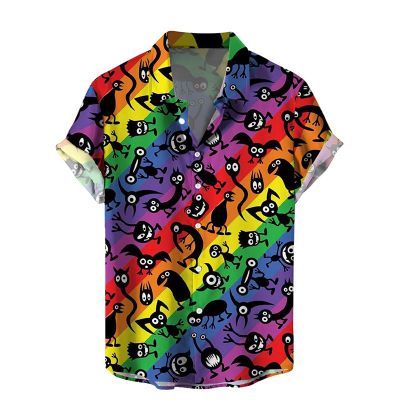 Monsters Rainbow Button Down Hawaiian Shirt