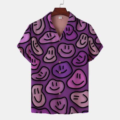 Fun Smiley Print Hawaiian Shirt
