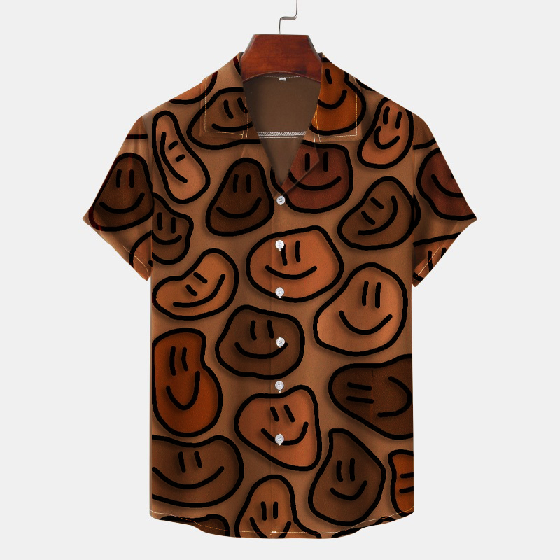 Fun Smiley Print Hawaiian Shirt