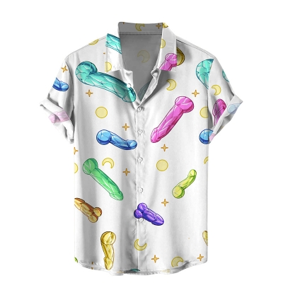 Fun Cocks Print Hawaiian Shirts