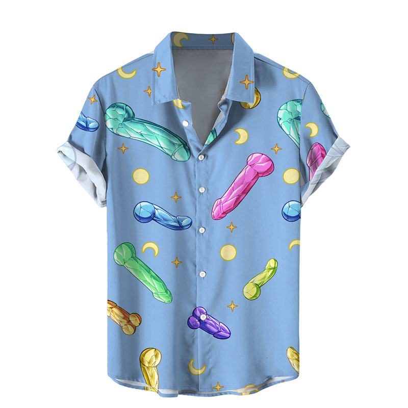 Fun Cocks Print Hawaiian Shirts