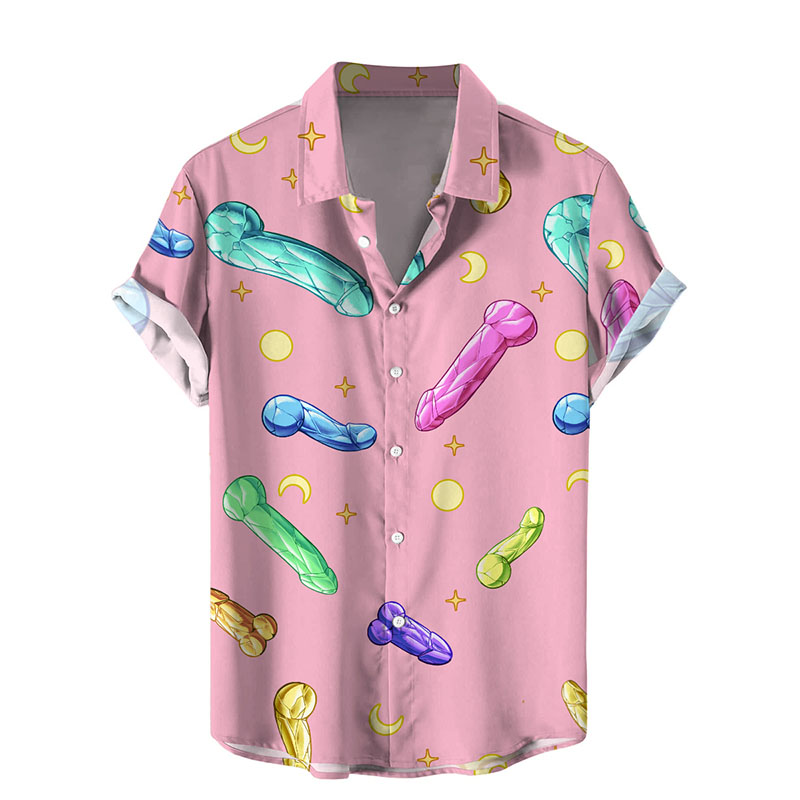 Fun Cocks Print Hawaiian Shirts