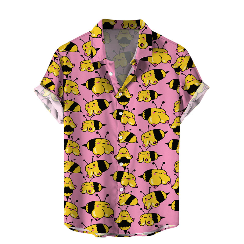 Funny Bee Boobs Print Hawaiian Shirts