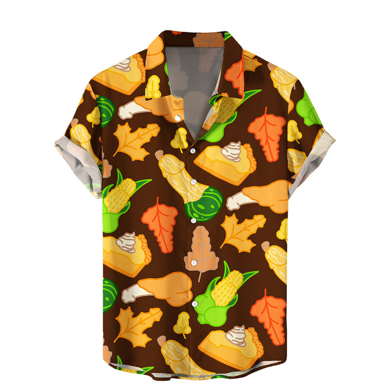 Fun Cock Leaves Print Hawaiian Shirts