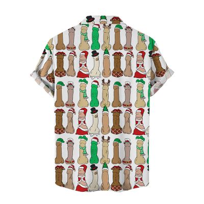 Funny Christmas Cocks Print Hawaiian Shirts