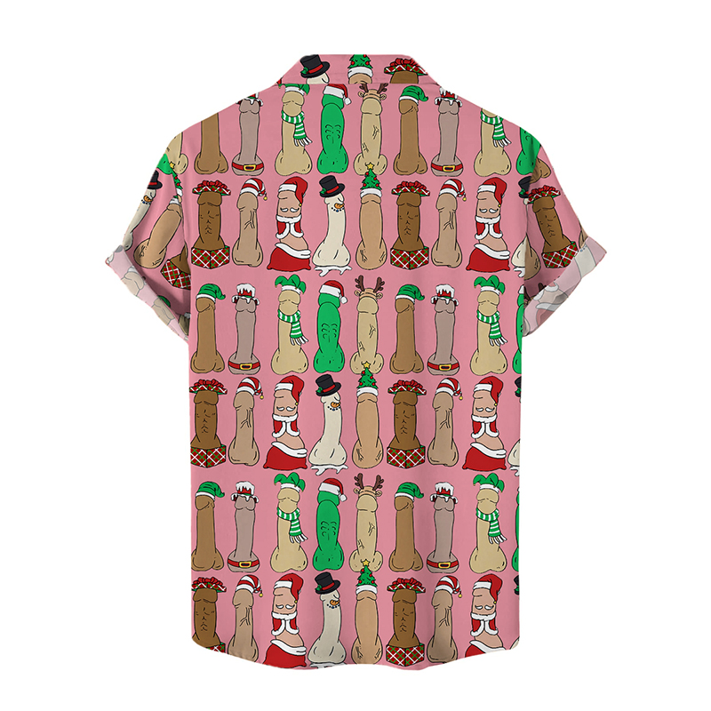 Funny Christmas Cocks Print Hawaiian Shirts