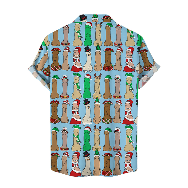 Funny Christmas Cocks Print Hawaiian Shirts