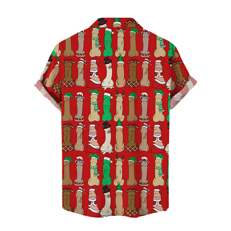 Funny Christmas Cocks Print Hawaiian Shirts