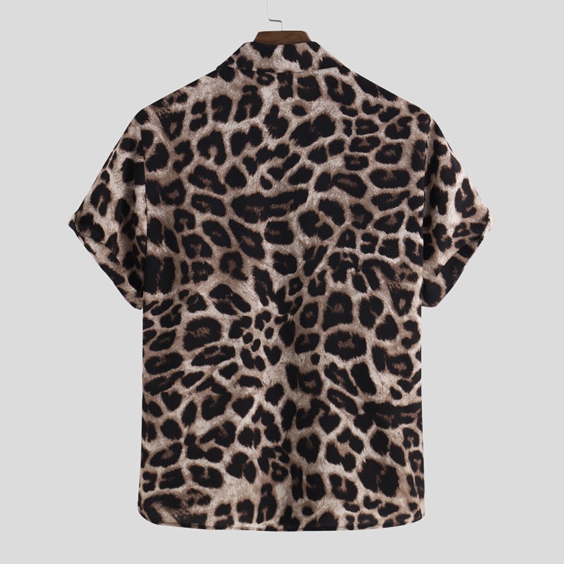 Leopard Print Casual Short Sleeve Shirts