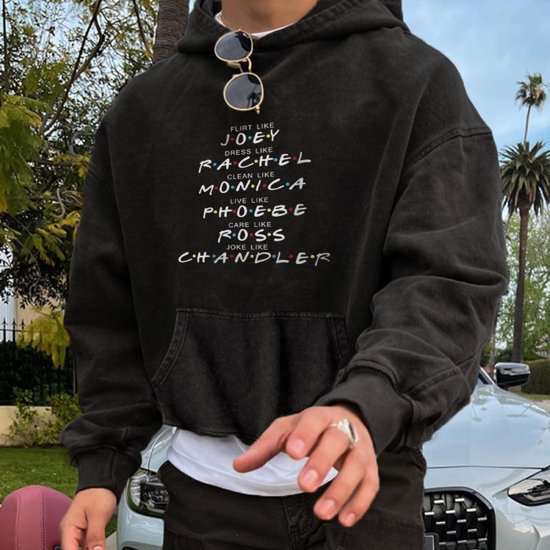 Friends Print Washed Retro Hoodie