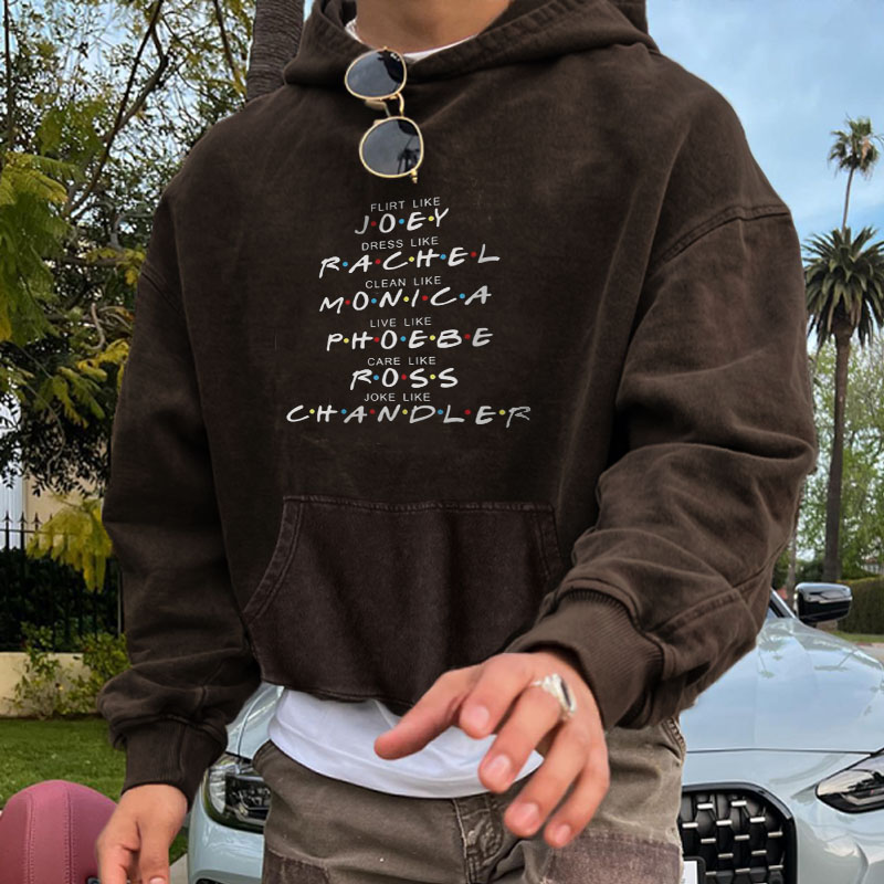 Friends Print Washed Retro Hoodie