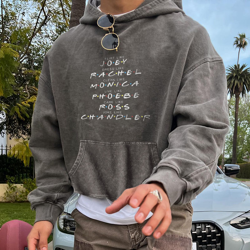 Friends Print Washed Retro Hoodie