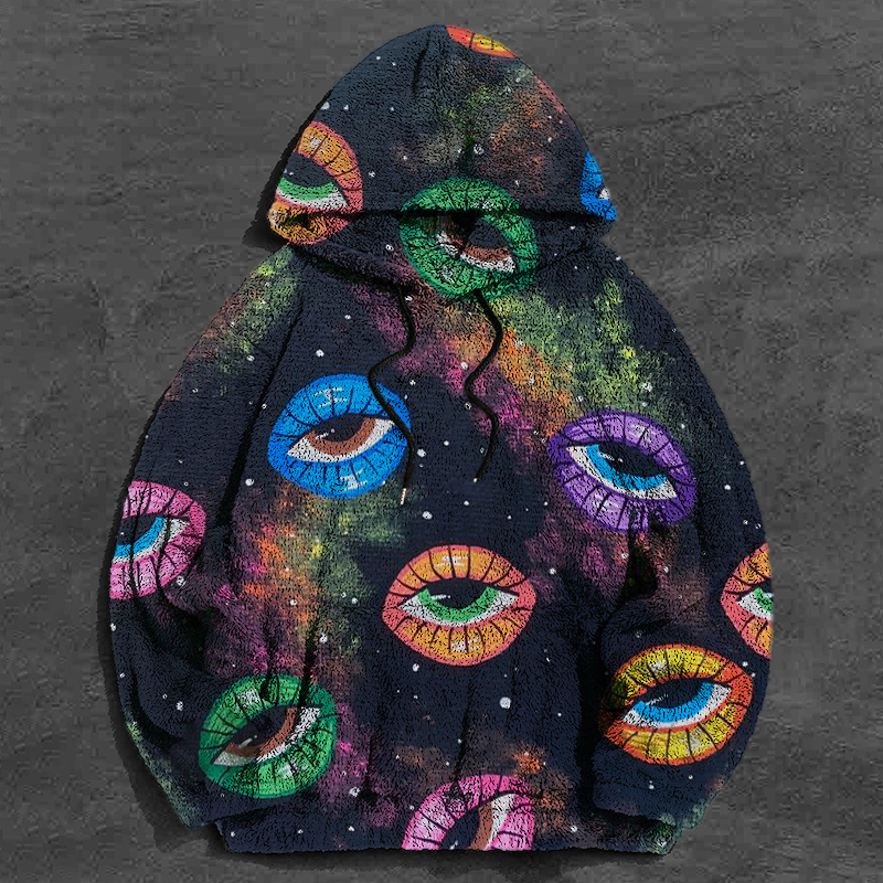 Colorful Art Eyes Flannel Hoodie