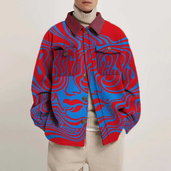 Abstract Contrast Graffiti Shirt Thin Jacket