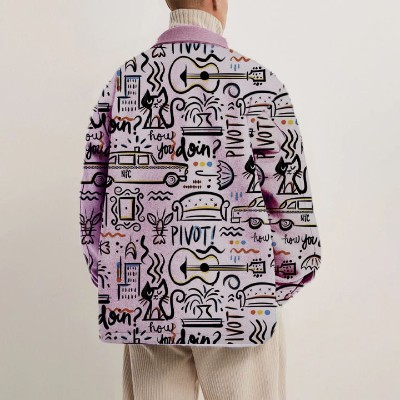 Friends Graffiti Print Shirt Thin Jacket