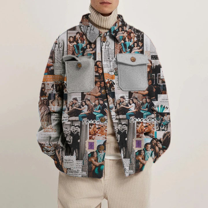 Friends Newspaper Print Shirt Light Jacket