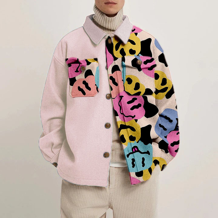 Colorful Smiley Print Thin Jacket