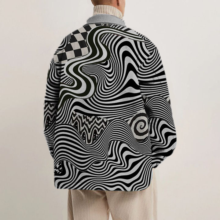 Line Radial Print Thin Jacket