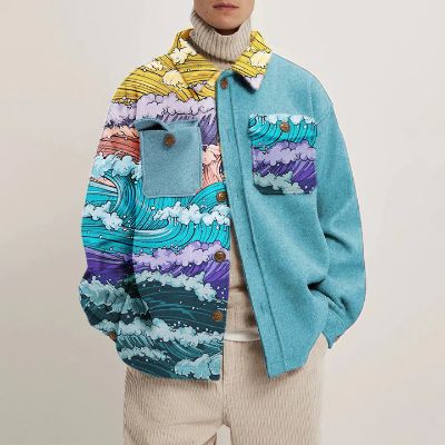 Colorful Wave Print Shirt Thin Jacket