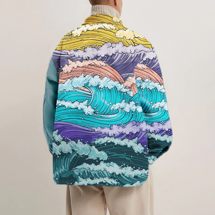 Colorful Wave Print Shirt Thin Jacket