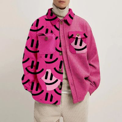 Rose Red Smiley Print Shirt Thin Jacket